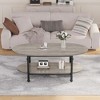 Farmhouse Oval Coffee Table w/Storage, 2-Tier Wood Center Table for Living Room, Modern Coffee Table for Small Space, Office, Apartment - 2 of 4