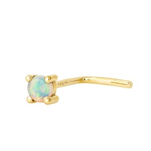 Jewelry Avalanche Natural Australian Opal Nose Stud 22G 14K Gold L-shape Nose Ring Stud - 1 of 4