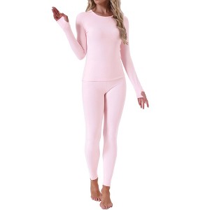 INSPIRE CHIC Women's Thermal Underwear Sets Thumbholes Long Sleeve with Leggings Winter Cold Base Layer Pajamas Set - 1 of 4