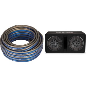 Kicker 48DCVR122 CompVR 12" dual subwoofers in vented box, 2-ohm w/ Speaker Wire Bundle - 1 of 4