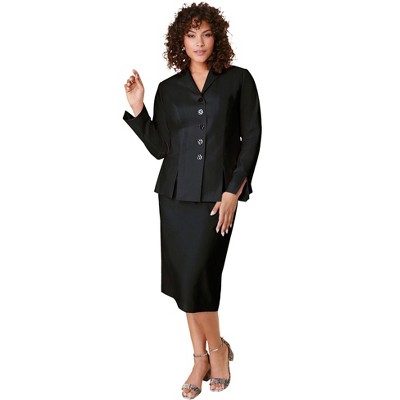 Roaman's Women's Plus Size Two Piece Skirt Suit