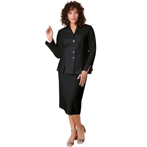 Plus size long black skirt suit best sale