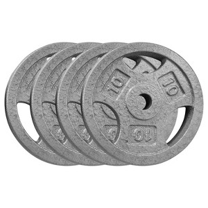 Cast Iron Weight Plates, 1 inch Standard Weights Plates with Anti-Rust Coating,  Triple Grip Handles for Home Gym Strength Training, Weightlifting - 1 of 4