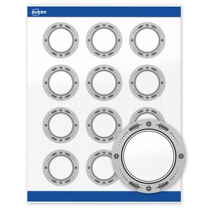 Avery Labels, 2" Diameter, Silver-Metallic Black, Glossy, 120ct - 1 of 4