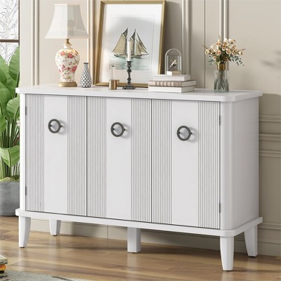 Sideboard Buffet Cabinet With Storage, Modern Storage Cabinet With 3 Doors, Adjustable Wood Coffee Bar Cabinet For Kitchen 47.2x15.7x31.8in