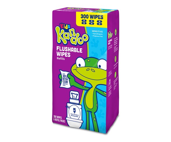 Kandoo Sensitive Flushable Wipes Value Pack - 300ct