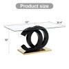 Large Modern Rectangular Dining Table,Glass Dining Table With Tempered Glass Tabletop And Metal Base,Glass Kitchen Dining Table-Coolbibila - 4 of 4