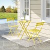 EcoSummer 3-Piece Folding Bistro Set Outdoor Patio Furniture with 2 Chairs and Table for Small Spaces Yellow. - 3 of 4