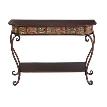 Traditional Metal Console Table - Dark Brown - Olivia & May