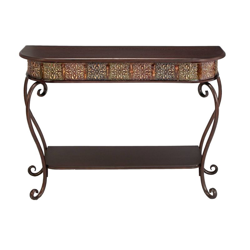 Traditional Metal Console Table - Dark Brown - Olivia &#38; May, 1 of 4