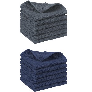 Unique Bargains Double-Sided Waffle Weave Cotton Absorbent Kitchen Towels 14" x 14" - 1 of 4
