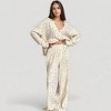 Anna-Kaci Lounge Women's Floral Print Woven Pajama Set with V-Neck Button Down Top and Wide Leg Elastic Waist Pants - 2 of 4