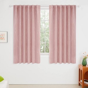 Deconovo Back Tab Room Darkening Curtains – Silver Lines & Dots, 2 Panels - 1 of 4
