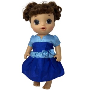 Doll Clothes Superstore Two Tone Blue Dress Fits 14 Inch Baby Alive And Little Baby Dolls - 1 of 4