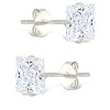 SHINE by Sterling Forever Sterling Silver Princess Cut Prong Set Stud Earrings - 3 of 4