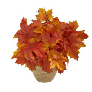 Nearly Natural 16-in Autumn Maple Leaf Artificial Plant in Decorative Planter - 1 of 3