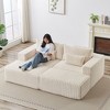 87" Oversized Sectional Lounge Chaise Sofa, Plush Corduroy Fabric Cloud Loveseat with 2 Removable Footstools, No Assembly Required - 4 of 4