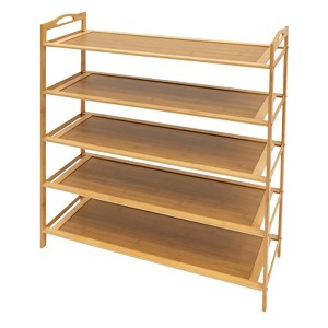 YIYIBYUS Bamboo 5-tier Shoe Storage Rack Free Standing Shoes Shelf Organizer - 1 of 4