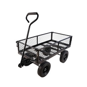 Vynxaria (Black solid wheels wagon cart) Solid wheels Tools cart Wagon Cart Garden cart trucks make it easier to transport firewood - 1 of 4