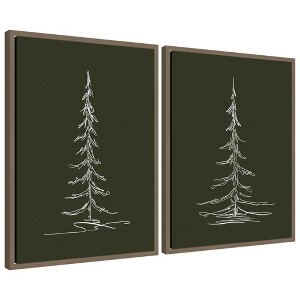 Kate & Laurel All Things Decor 2pc Sylvie Minimalist Evergreen Trees Sketch Framed Canvas by the Creative Bunch - 1 of 4