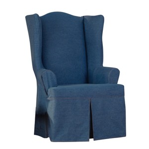 Authentic Denim Wing Chair Slipcover Indigo - Sure Fit, Blue