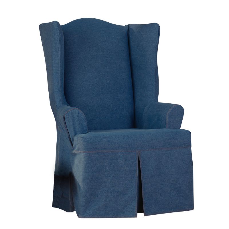 Authentic Denim Wing Chair Slipcover Indigo - Sure Fit, 1 of 5