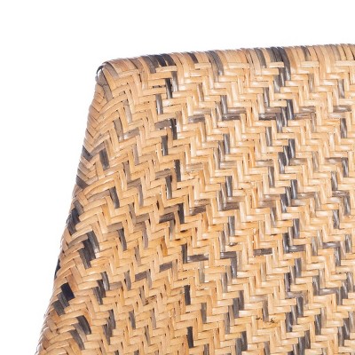 Carlo Transitional Rattan Arm Chair with Honey Mahogany Legs