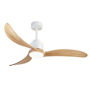 BestParts 52" Modern Wooden Ceiling Fan with White Motor - 6-Speed, Quiet Operation, Eco-Friendly Design - 1 of 4