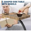 Wooden 360° Rotating TV Tray Table for Small Spaces, Living Room Side Table, Bedroom Side Table, C-Shaped Sofa Table with Wheels, Sliding Design - 3 of 4