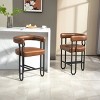 Height Bar Stools Set Of 2,Boasting Curved Wishbone Frame Streamlined Silhouette Armrest Counter Stool with Three Legs-Cuddlewood - 2 of 4