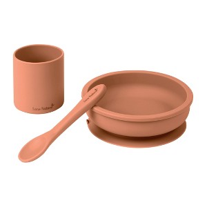 SARO "Nordic Party" 3-Piece Silicone Baby Feeding Set: Suction Plate, Spoon & Cup for Self-Feeding - 1 of 4