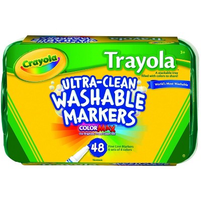 Crayola Classic Trayola Washable Markers, Fine Tip, Assorted Colors, set of 48