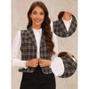 Allegra K Women's Christmas Shawl Collar Button Down V Neck Sleeveless Vintage Plaid Vest - 2 of 4