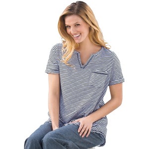 Woman Within Plus Size Notch-Neck Pocket Tee - 1 of 4