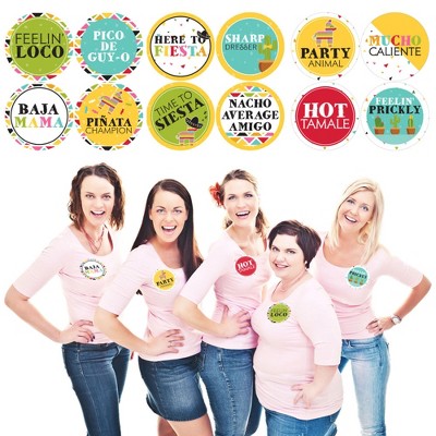 Big Dot of Happiness Let's Fiesta - Mexican Fiesta Name Tags - Party Badges Sticker Set of 12