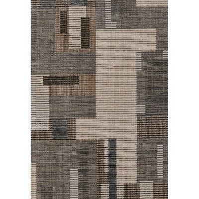 Gray Geometric Synthetic Rectangular Rug 118" x 94"