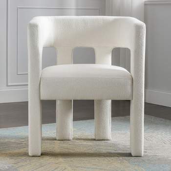 Elisa 24.8" Wide Contemporary Designed Linen Upholstered Arched Silhouette Armrest Accent Barrel Chair-Maison Boucle