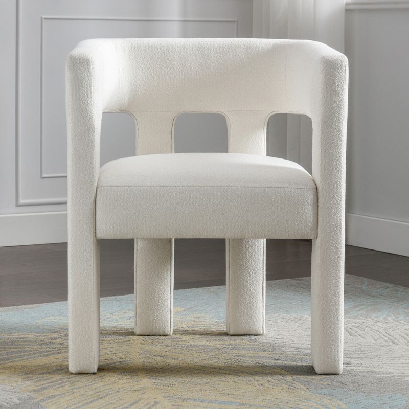 Contemporary Designed Upholstered Accent Chair with Curved Backrest, Wood Dining Chair-ModernLuxe, 2 of 11