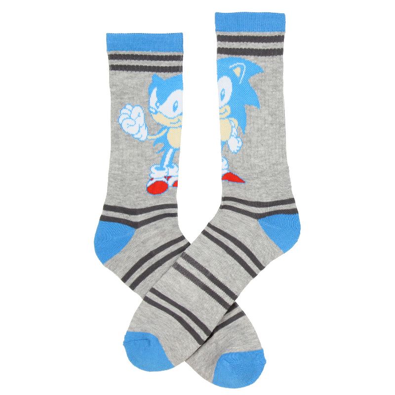 Sega Sonic The Hedgehog Supersonic Speed Novelty Crew Socks Two Pack Grey, 2 of 5
