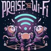 Men's Design By Humans Praise the Wifi Funny Evil Worship Cats By EduEly T-Shirt - 2 of 4