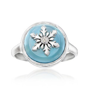 Ross-Simons Blue Chalcedony Snowflake Ring With White Topaz Accent in Sterling Silver - 1 of 4