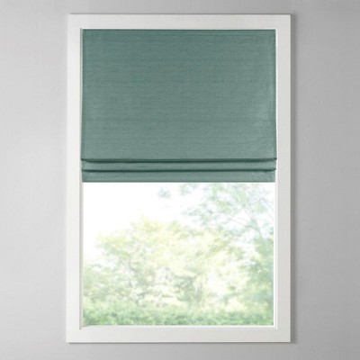 Dsvimoy Curtain Panel Printed Faux Silk Roman Shade Room Darkening Cordless for Living Room, Green, 4"*6.17"*4"