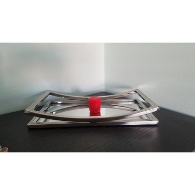 Silver Rectangular Stainless Steel Mirrored Vanity Tray