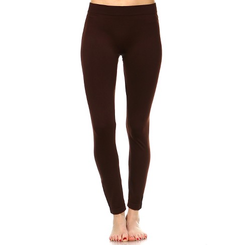 Women's Slim Fit Solid Leggings Brown One Size Fits Most - White Mark :  Target