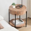 End Table Round Side Table with Drawer Circle End Tables Wooden Bedside Table - 3 of 4