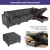 127.6" Upholstered L-Shape Modular Sectional Sofa with Storage Ottoman, 2 Hidden Cup Holders - 4 of 4