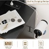 Vanity Table and Chair Set with 5 Drawers and Charging Station, Dresser LED Sliding Mirror with 3 Color Modes Adjustable for Bedroom, Retro Black - 3 of 4