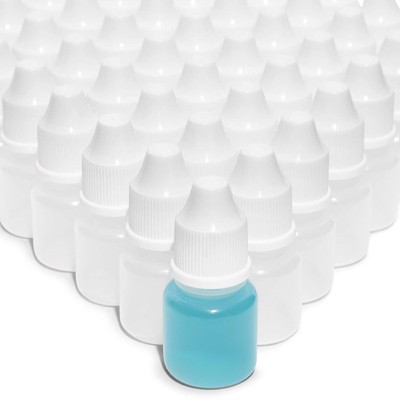 Juvale 50 Pack Liquid Dropper Bottles with Cap for Eye Drops, Liquid & Paints (5ml, White)