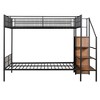 CAVINAS Twin Bunk Beds for Kids, Metal Twin Bed Frame with Drawer and Lateral Storage Ladder and Wardrobe for Bedroom, Living Room - 4 of 4