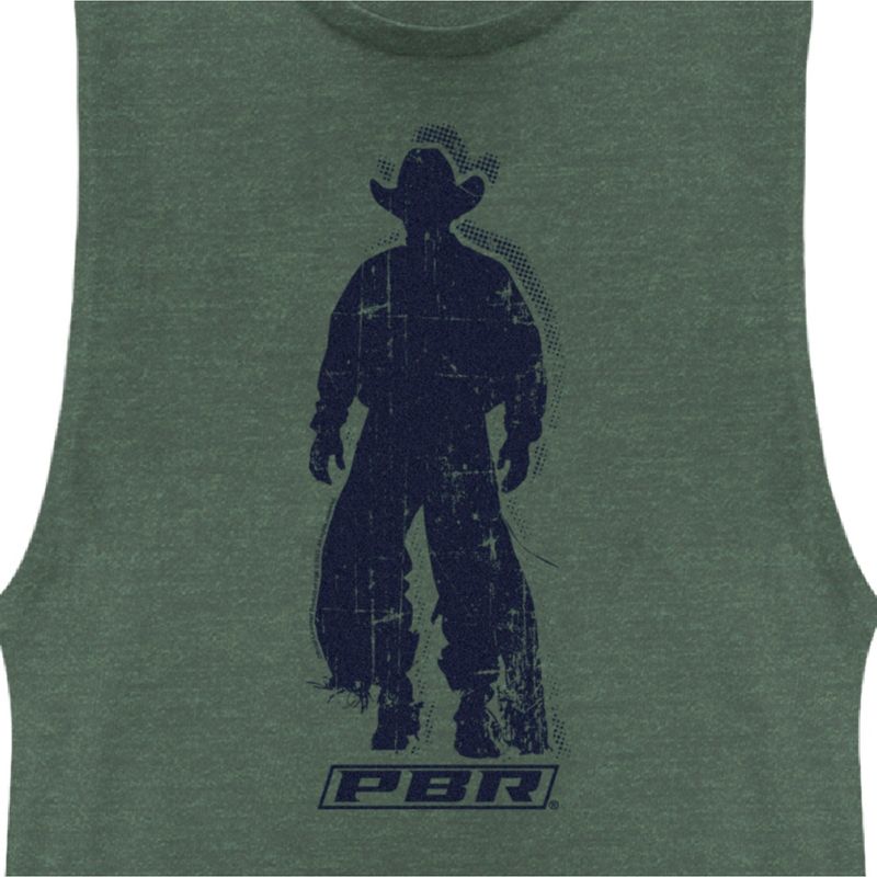 Juniors Womens Professional Bull Riders Distressed Cowboy Silhouette Festival Muscle Tee, 2 of 5